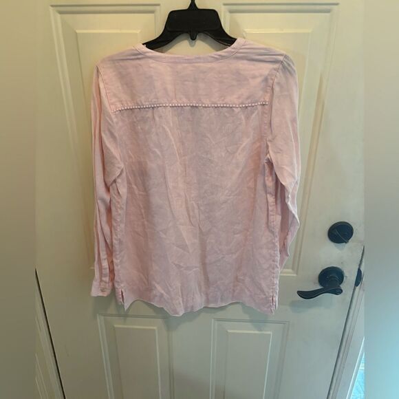 J Jill Pure Linen Light Pink Smocked Top size SP - Picture 2 of 5